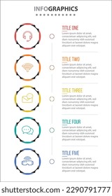 Vector Infographic design with icons. process diagram, flow chart, info graph, Infographics for business concept, presentations banner, workflow layout. 5 options or 5 steps. Vertical Steps