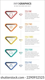 Vector Infographic design with icons. process diagram, flow chart, info graph, Infographics for business concept, presentations banner, workflow layout. 5 options or 5 steps. Vertical Steps