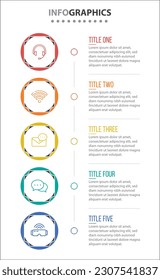 Diseño de vectores Infografía con iconos. diagrama de procesos, diagrama de flujo, gráfico de información, Infografías para el concepto de negocio, banner de presentaciones, diseño de flujo de trabajo. 5 opciones o 5 pasos. Pasos verticales