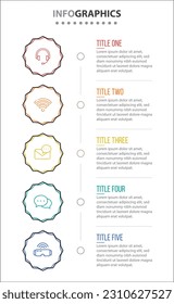 Vector Infographic design with icons. process diagram, flow chart, info graph, Infographics for business concept, presentations banner, workflow layout. 5 options or 5 steps. Vertical Steps
