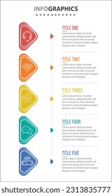 Vector Infographic design with icons. process diagram, flow chart, info graph, Infographics for business concept, presentations banner, workflow layout. 5 options or 5 steps. Vertical Steps