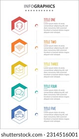 Vector Infographic design with icons. process diagram, flow chart, info graph, Infographics for business concept, presentations banner, workflow layout. 5 options or 5 steps. Vertical Steps