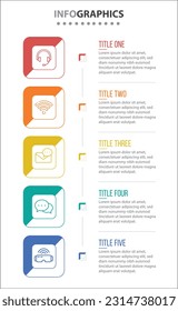 Vector Infographic design with icons. process diagram, flow chart, info graph, Infographics for business concept, presentations banner, workflow layout. 5 options or 5 steps. Vertical Steps