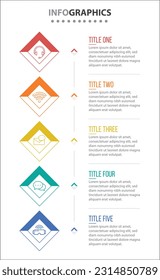 Vector Infographic design with icons. process diagram, flow chart, info graph, Infographics for business concept, presentations banner, workflow layout. 5 options or 5 steps. Vertical Steps