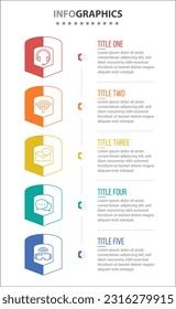 Vector Infographic design with icons. process diagram, flow chart, info graph, Infographics for business concept, presentations banner, workflow layout. 5 options or 5 steps. Vertical Steps