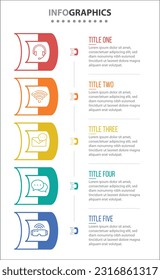 Vector Infographic design with icons. process diagram, flow chart, info graph, Infographics for business concept, presentations banner, workflow layout. 5 options or 5 steps. Vertical Steps