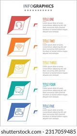Vector Infographic design with icons. process diagram, flow chart, info graph, Infographics for business concept, presentations banner, workflow layout. 5 options or 5 steps. Vertical Steps
