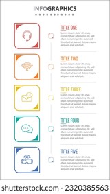 Vector Infographic design with icons. process diagram, flow chart, info graph, Infographics for business concept, presentations banner, workflow layout. 5 options or 5 steps. Vertical Steps