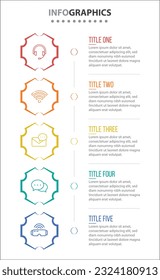 Vector Infographic design with icons. process diagram, flow chart, info graph, Infographics for business concept, presentations banner, workflow layout. 5 options or 5 steps. Vertical Steps