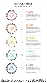 Vector Infographic design with icons. process diagram, flow chart, info graph, Infographics for business concept, presentations banner, workflow layout. 5 options or 5 steps. Vertical Steps