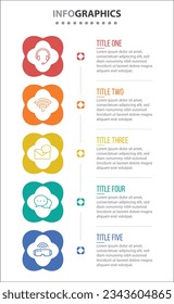 Vector Infographic design with icons. process diagram, flow chart, info graph, Infographics for business concept, presentations banner, workflow layout. 5 options or 5 steps. Vertical Steps