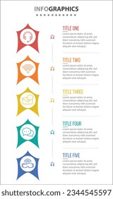 Vector Infographic design with icons. process diagram, flow chart, info graph, Infographics for business concept, presentations banner, workflow layout. 5 options or 5 steps. Vertical Steps