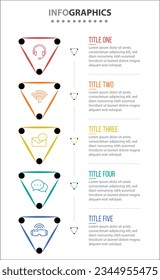 Vector Infographic design with icons. process diagram, flow chart, info graph, Infographics for business concept, presentations banner, workflow layout. 5 options or 5 steps. Vertical Steps