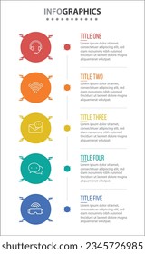 Vector Infographic design with icons. process diagram, flow chart, info graph, Infographics for business concept, presentations banner, workflow layout. 5 options or 5 steps. Vertical Steps