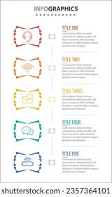Vector Infographic design with icons. process diagram, flow chart, info graph, Infographics for business concept, presentations banner, workflow layout. 5 options or 5 steps. Vertical Steps