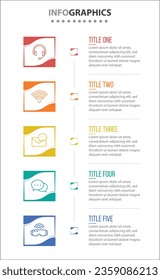 Vector Infographic design with icons. process diagram, flow chart, info graph, Infographics for business concept, presentations banner, workflow layout. 5 options or 5 steps. Vertical Steps