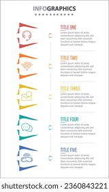 Vector Infographic design with icons. process diagram, flow chart, info graph, Infographics for business concept, presentations banner, workflow layout. 5 options or 5 steps. Vertical Steps