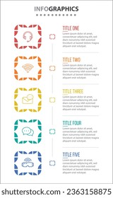 Vector Infographic design with icons. process diagram, flow chart, info graph, Infographics for business concept, presentations banner, workflow layout. 5 options or 5 steps. Vertical Steps