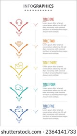 Vector Infographic design with icons. process diagram, flow chart, info graph, Infographics for business concept, presentations banner, workflow layout. 5 options or 5 steps. Vertical Steps