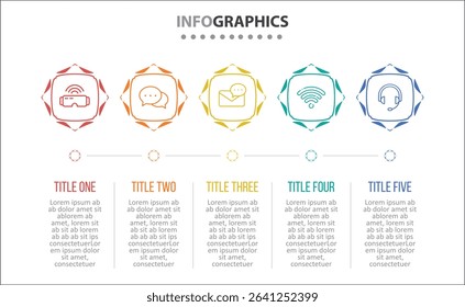 Vector Infographic design with icons. process diagram, flow chart, info graph, Infographics for business concept, presentations banner, workflow layout. 5 options or 5 steps. Vertical Steps