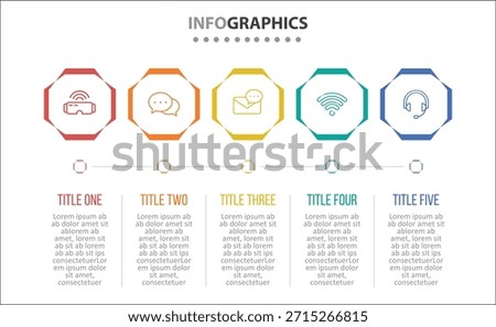 Vector Infographic design with icons. process diagram, flow chart, info graph, Infographics for business concept, presentations banner, workflow layout. 5 options or 5 steps. Horizontal Steps