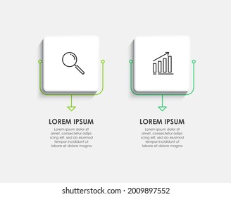 Vector Infographic design illustration business template with icons and 2 options or steps. Can be used for process diagram, presentations, workflow layout, banner, flow chart, info graph