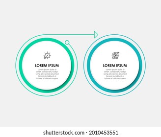Vector Infographic design illustration business template with icons and 2 options or steps. Can be used for process diagram, presentations, workflow layout, banner, flow chart, info graph