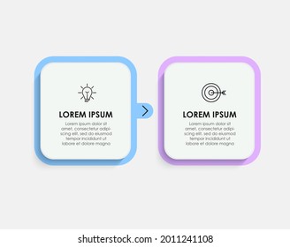 Vector Infographic design illustration business template with icons and 2 options or steps. Can be used for process diagram, presentations, workflow layout, banner, flow chart, info graph