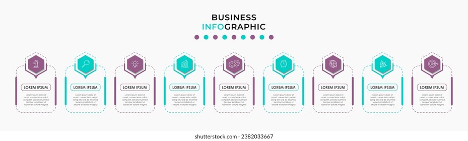 Vector Infographic design illustration business template with icons and 9 options or steps. 