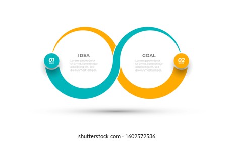 Vector Infographic design layout with 2 step or option, Creative design with marketing icons. Can be used for workflow diagram, info chart, graph, presentation.