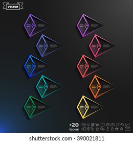 Vector infographic design list with colorful rhombs on the black background. Business concept. 10 options, parts, steps. Can be used for graph, diagram, chart, workflow layout, number options, web.