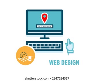 Vector infographic design and marketing icons. Can be used to create workflows, graphs, web design, computer monitor. Business concept. Top SEO trends to rank your website, search for new technologies