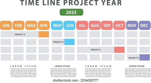 Vector infographic design, monthly to year project schedule planner. template with timeline project for business and planning work vector illustration