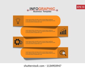 Vector Infographic design orange paper with 4 option on the grey background, Financial and marketing charts. Eps 10.