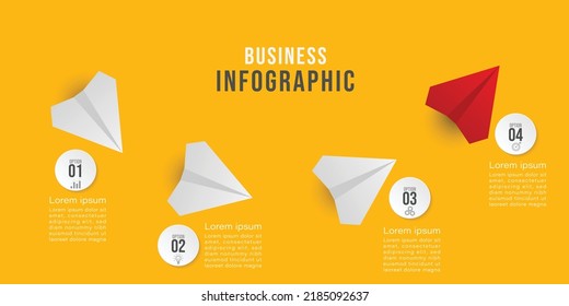 Vector Infographic design with paper planes and 4 options or steps. Infographics for business concept. Can be used for presentations banner, workflow layout, process diagram, flow chart, info graph