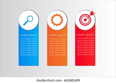 Vector Infographic design  with search,idea,goal options Eps 10. Can be used for diagram, banner, number options, workflow layout, step up options or web design.