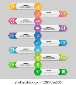 Vector Infographic Design Template 10 Options Stock Vector (Royalty ...