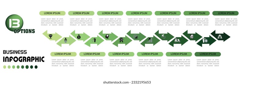 Vector infographic design template with 13 options or steps