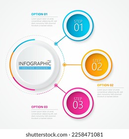 Vector infographic design template with 3 options or steps. Abstract elements of graph, diagram, parts or processes. Vector template for presentation.