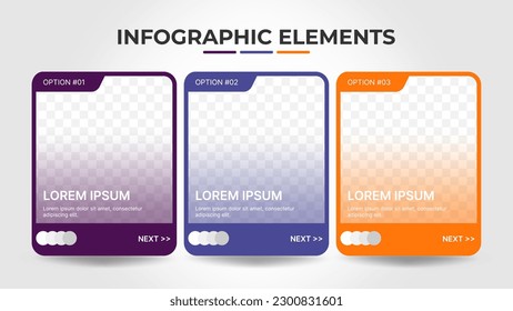 Vector infographic design template with 3 options. Modern infographic design template. Simple flat vector illustration for website or app.