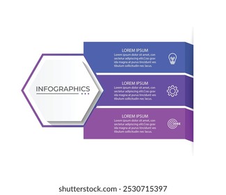 Modelo de design infográfico vetorial com 3 opções ou etapas