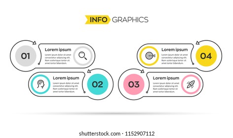 Vector Infographic design template with 4 options or steps.  Can be used for process diagram, presentations, workflow layout, banner, flow chart, info graph.