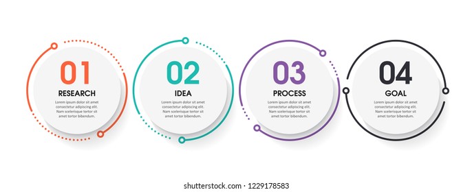 Vector Infographic design template with 4 numbers options or steps.  Can be used for process diagram, presentations, workflow layout, banner, flow chart, info graph.