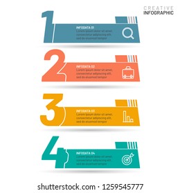 Vector infographic design template with 4 options, number, marketing icons. Can be used for brochure, report, poster, presentation. 