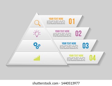 Vector Infographic Design Template with 4 Options Steps and Marketing Icons. Business Data Visualization can be used for info graph, presentations, process, diagrams, annual reports, workflow layout