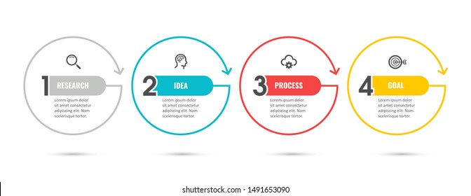 Vector Infographic design template with 4 options or steps.  Can be used for process diagram, presentations, workflow layout, banner, flow chart, info graph.