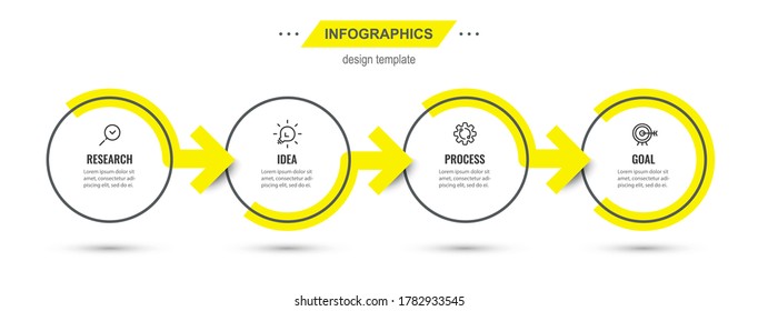 Vector Infographic Design Template With 4 Options Or Steps. Can Be Used For Process Diagram, Presentations, Workflow Layout, Banner, Flow Chart, Info Graph.