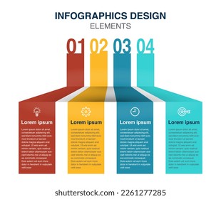 Plantilla de diseño de infografía vectorial con 4 opciones o pasos, diseño de infografía moderna