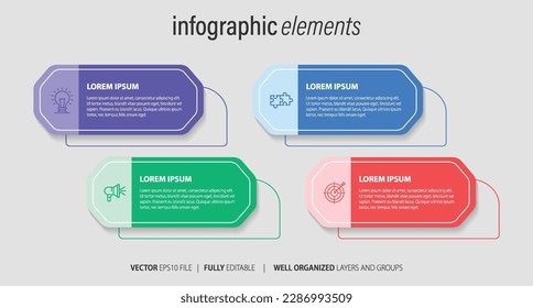 Vektorgrafik-Design-Vorlage mit 4 Optionen oder Schritten
