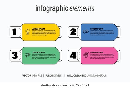 Plantilla de diseño de infografía vectorial con 4 opciones o pasos
